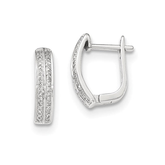 14K White Gold Real Diamond Hinged Hoop Earrings XE2964AA