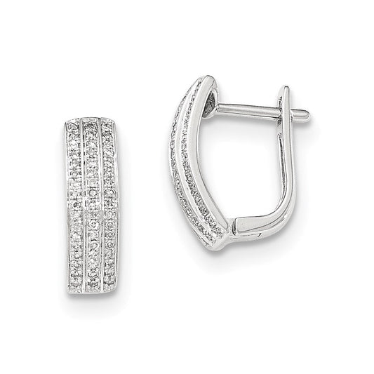 14K White Gold Real Diamond Hinged Hoop Earrings XE2965AA