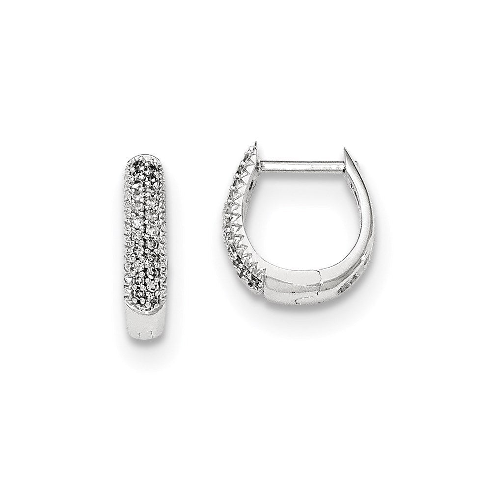 14K White Gold Polished Real Diamond Hinged Hoop Earrings XE2966AA