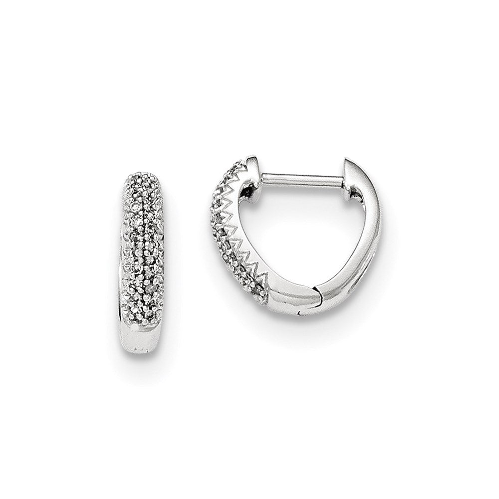 14K White Gold Polished Real Diamond Hinged Hoop Earrings XE2967AA