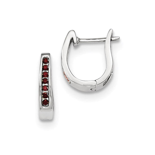 14K White Gold Red Real Diamond 3mm Hinged Hoop Earrings XE2970AA