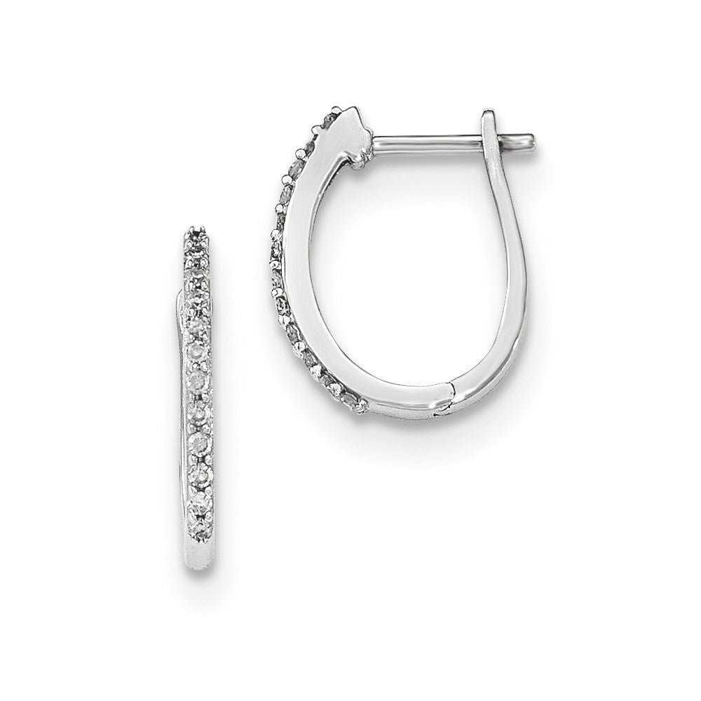 14K White Gold Real Diamond 1.3mm Hinged Hoop Earrings XE2974AA