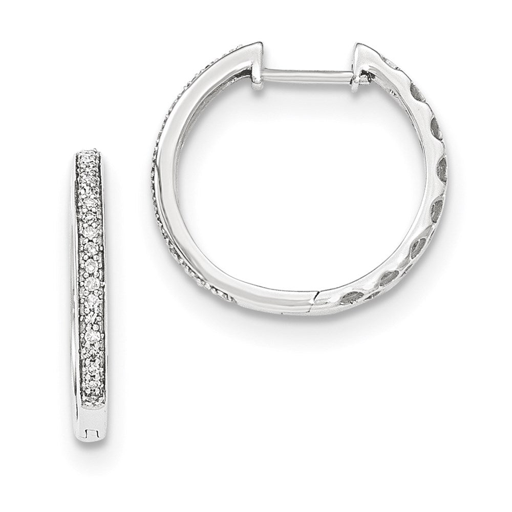14K White Gold Real Diamond 2mm Hinged Hoop Earrings XE2980AA