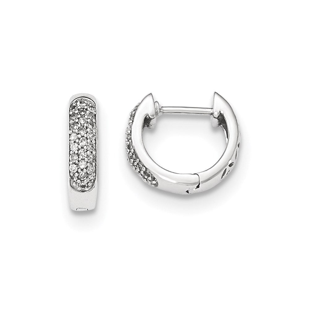 14k White Gold Real Diamond Hinged Round Hoop Earrings XE2995AA