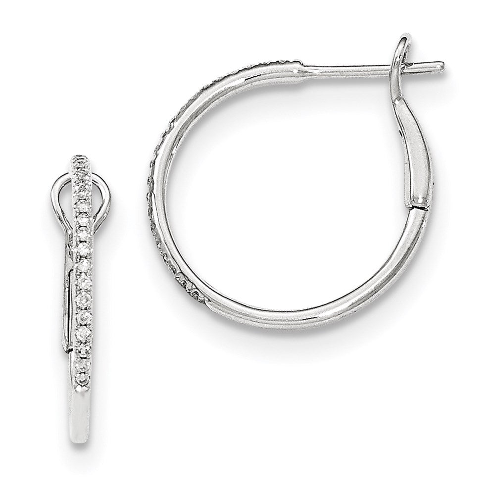 14k White Gold Real Diamond Hinged Hoop Earrings XE3017AA