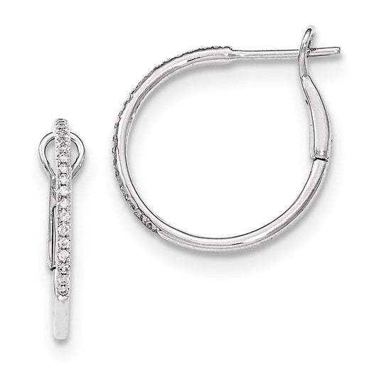 14k White Gold Real Diamond Hinged Hoop Earrings XE3017AA