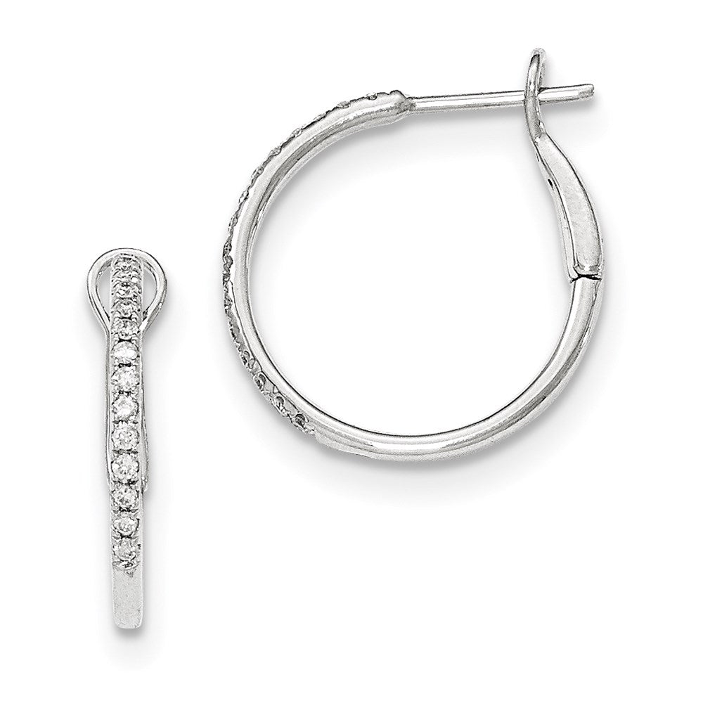 14k White Gold Real Diamond Hinged Hoop Earrings XE3018AA