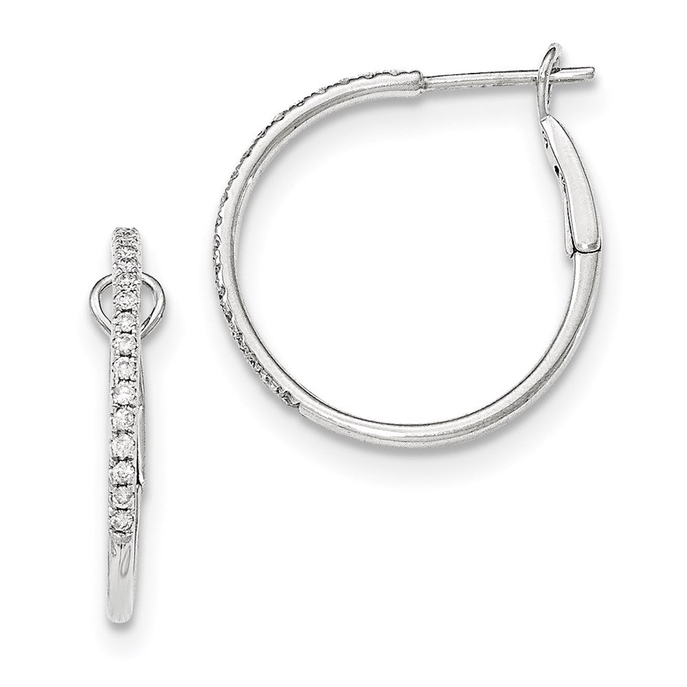 14k White Gold Real Diamond Hinged Hoop Earrings XE3019AA