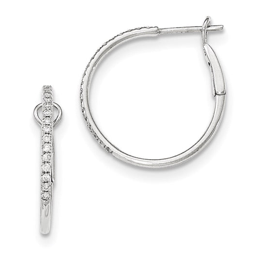 14k White Gold Real Diamond Hinged Hoop Earrings XE3019AA