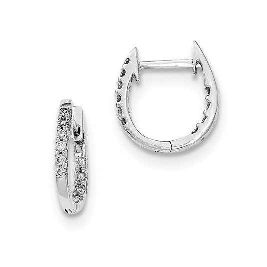 14K White Gold Inside/Out Real Diamond Hinged Hoop Earrings XE3025AA