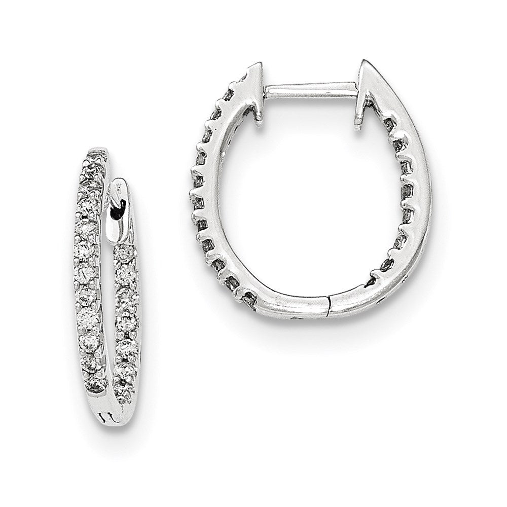 14K White Gold Inside/Out Real Diamond Hinged Hoop Earrings XE3026AA