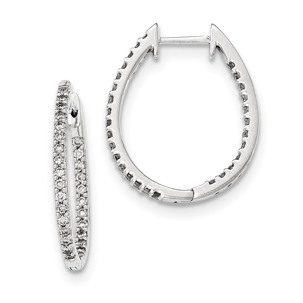 14K White Gold Inside/Out Real Diamond Hinged Hoop Earrings XE3028AA