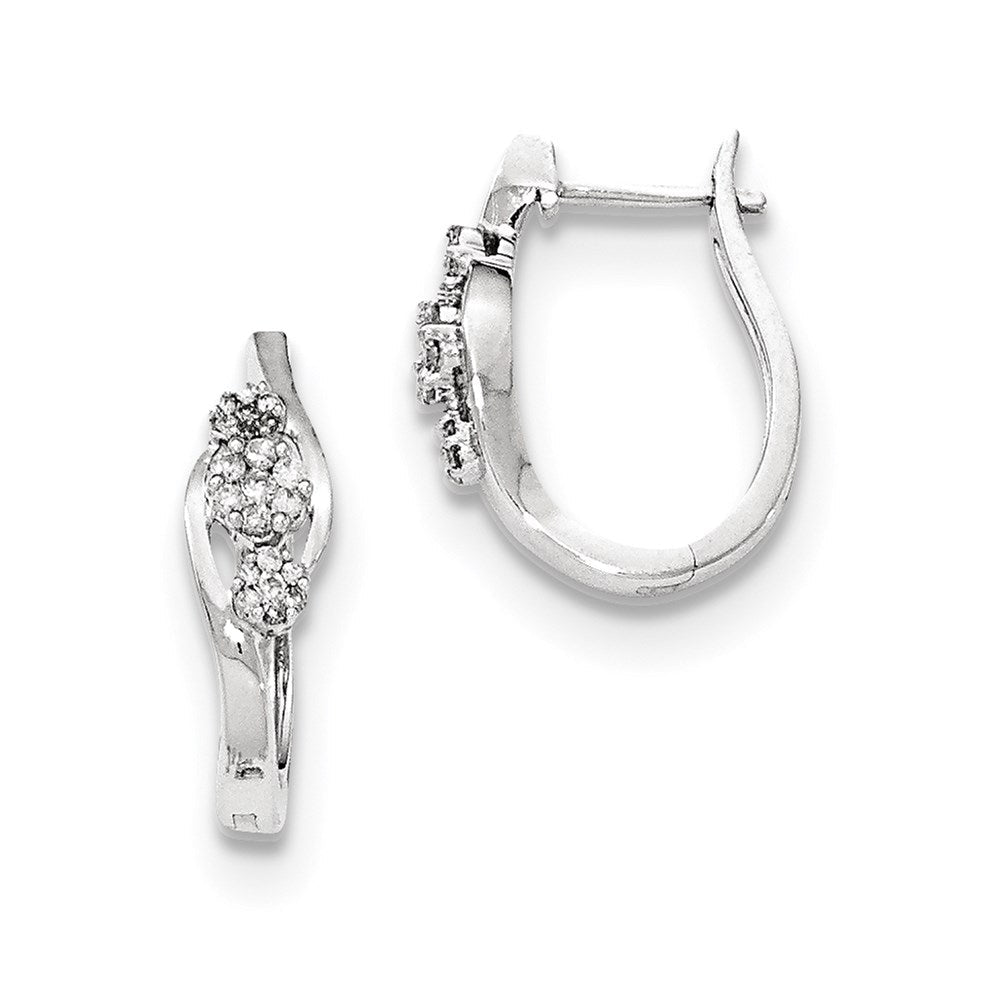 14k White Gold Polished 3 Stone Real Diamond Hinged Post Earrings XE3030AA