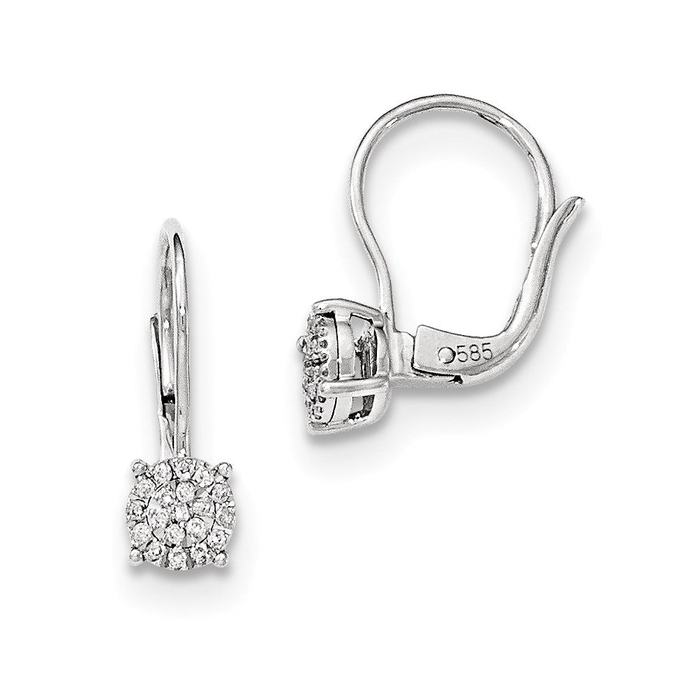14k White Gold Real Diamond Leverback Earrings XE3033AA