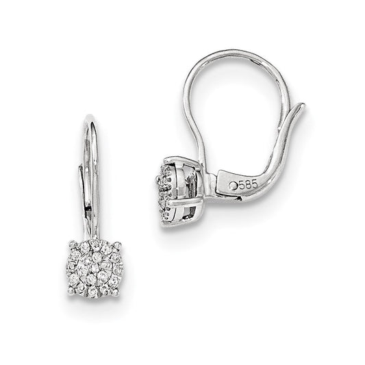 14k White Gold Real Diamond Leverback Earrings XE3033AA