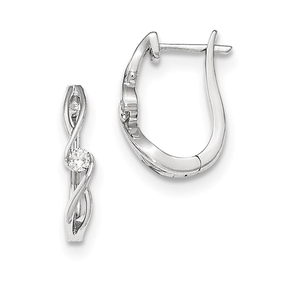 14kt White Gold Polished Real Diamond Hinged Post Earrings XE3036AA