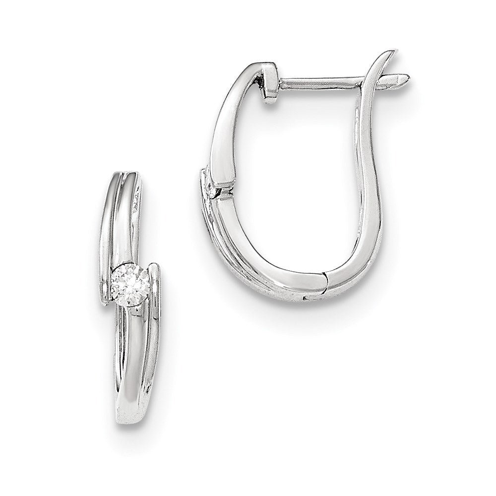 14kt White Gold Polished Real Diamond Hinged Post Earrings XE3037AA