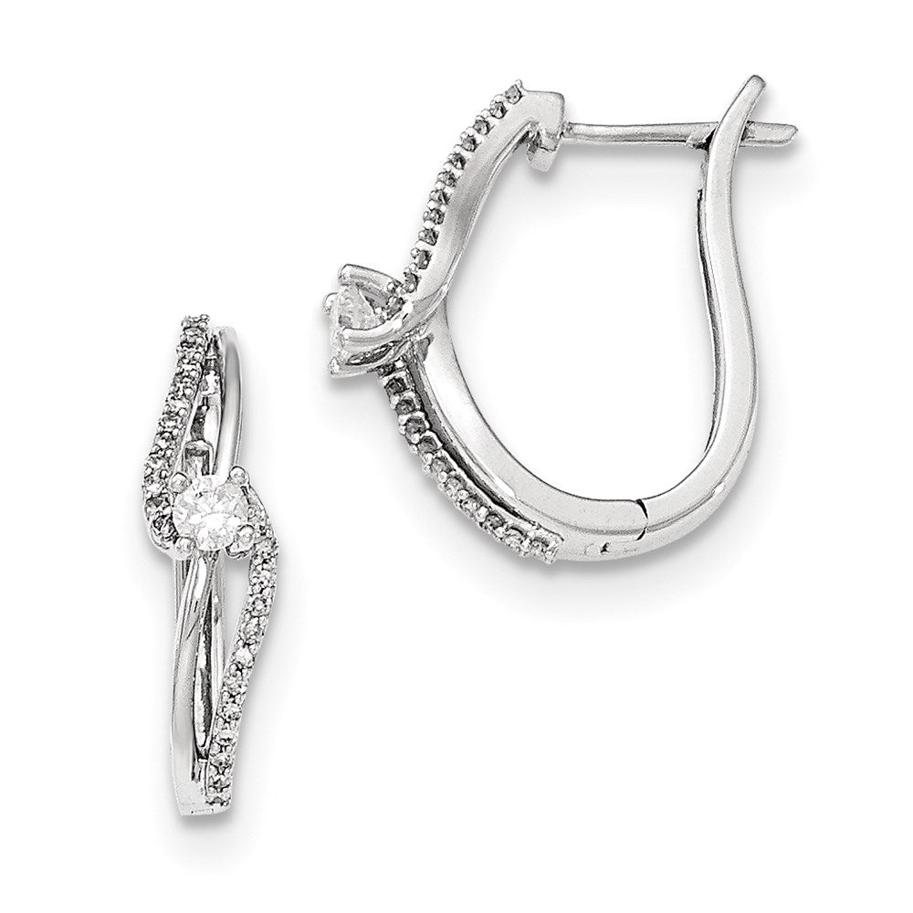 14kt White Gold Polished Real Diamond Hinged Post Earrings XE3039AA