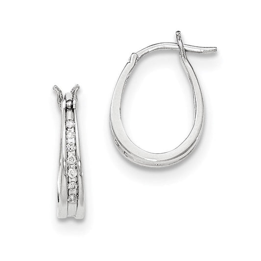 14K White Gold Real Diamond Hoop Earrings XE3041AA