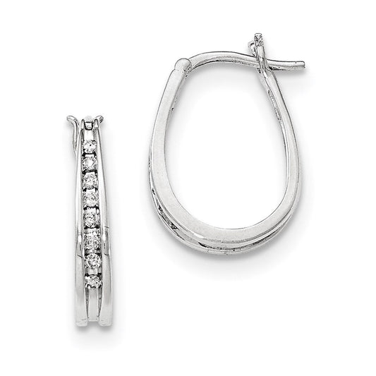 14K White Gold Real Diamond Hoop Earrings XE3042AA