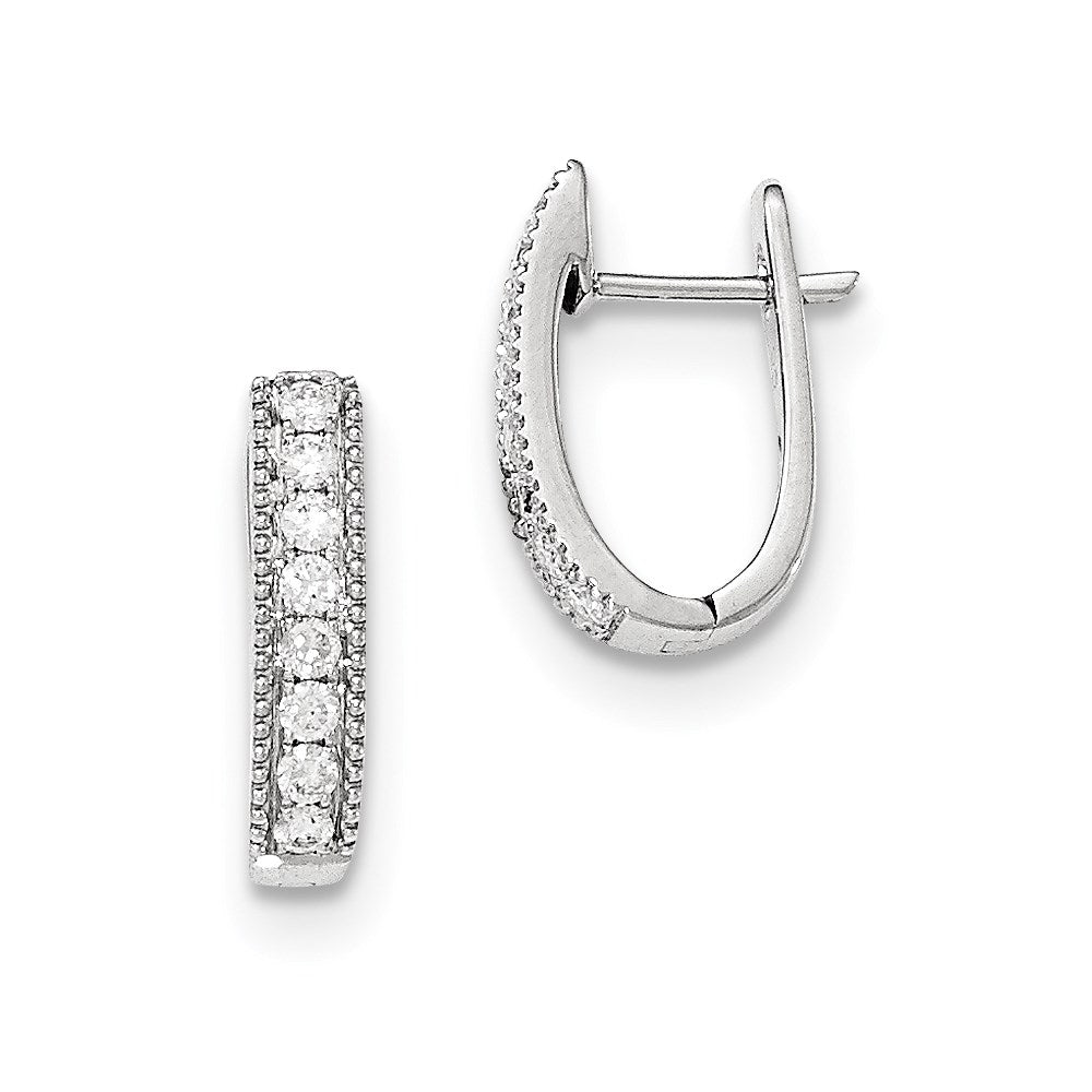 14k White Gold Real Diamond Hinged Post Earrings XE3043AA