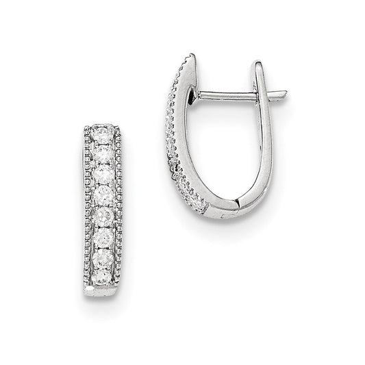 14k White Gold Real Diamond Hinged Post Earrings XE3043AA