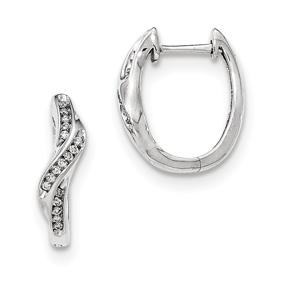 14k White Gold Real Diamond Hoop Earrings XE3044AA