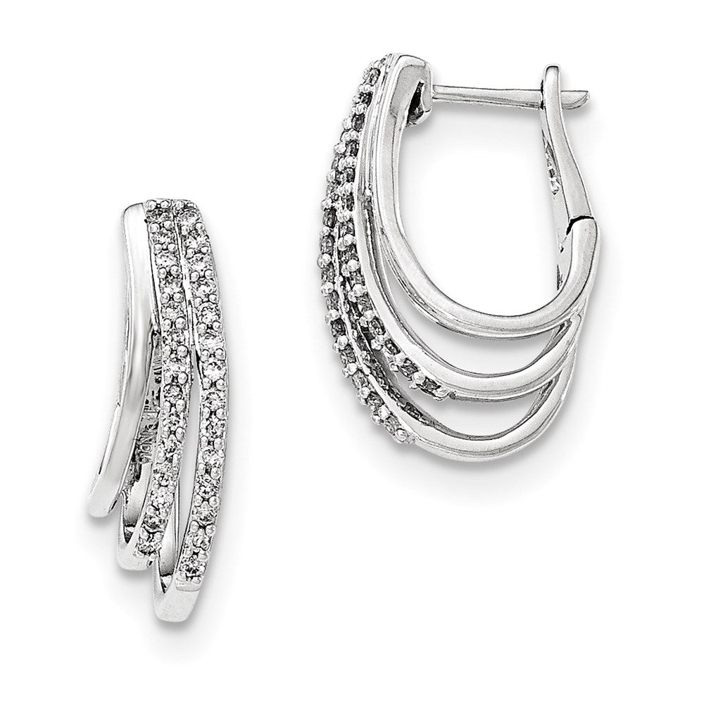 14k White Gold Real Diamond Hoop Earrings XE3045AA