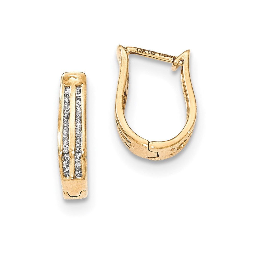 14k Yellow Gold Real Diamond Hinged Hoop Earrings XE3050AA
