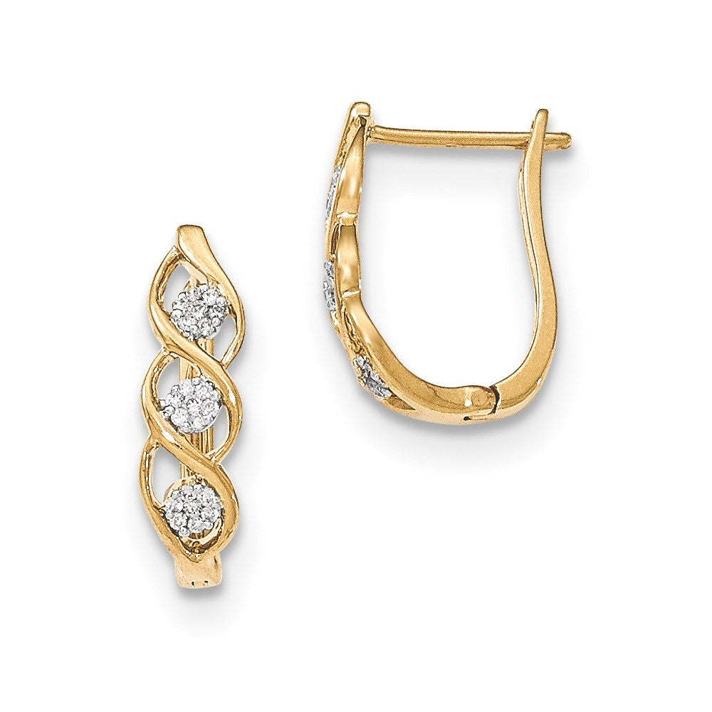 14k Yellow Gold Real Diamond Polished Hinged Post Earrings XE3052AA