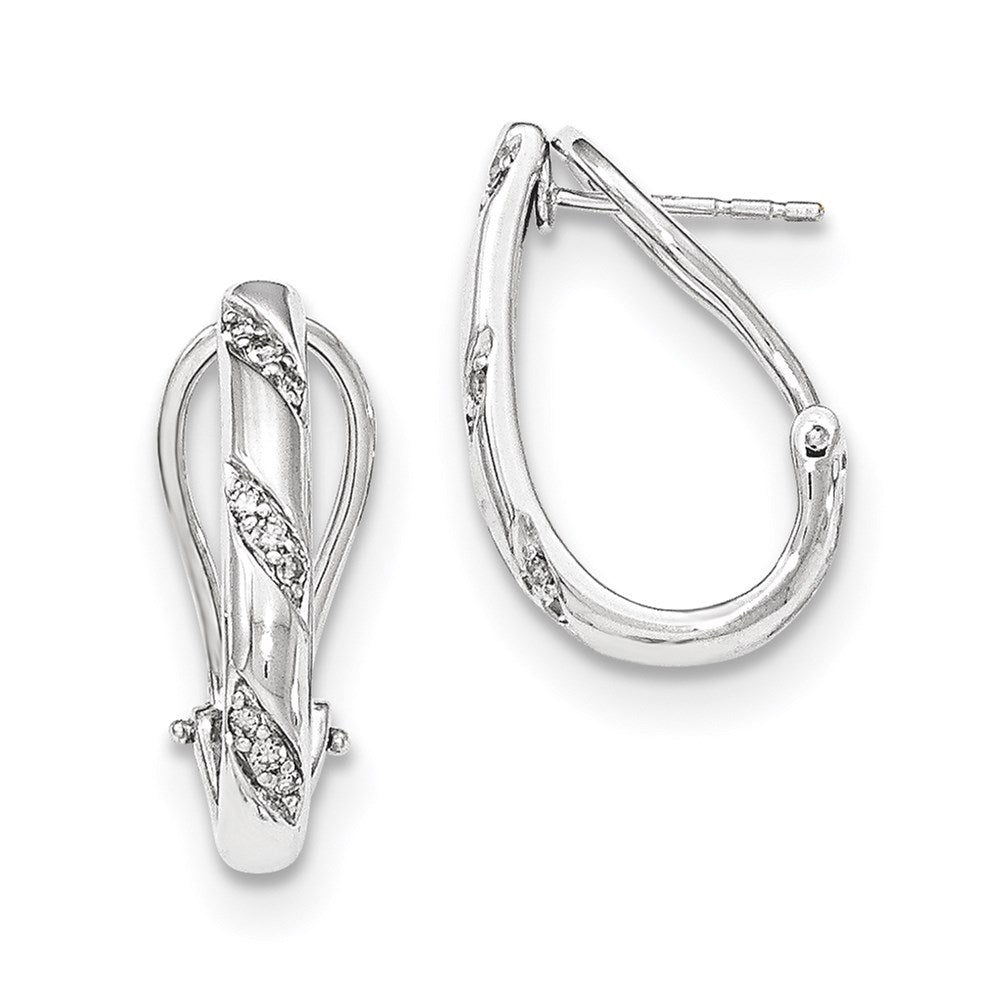 14k White Gold Diamond Omega Back Earrings