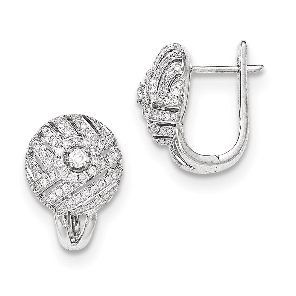 14k White Gold Real Diamond Hinged Post Earrings XE3058AA