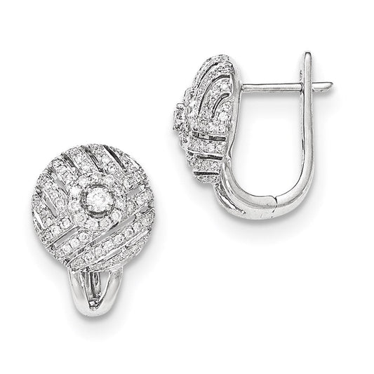 14k White Gold Real Diamond Hinged Post Earrings XE3058AA