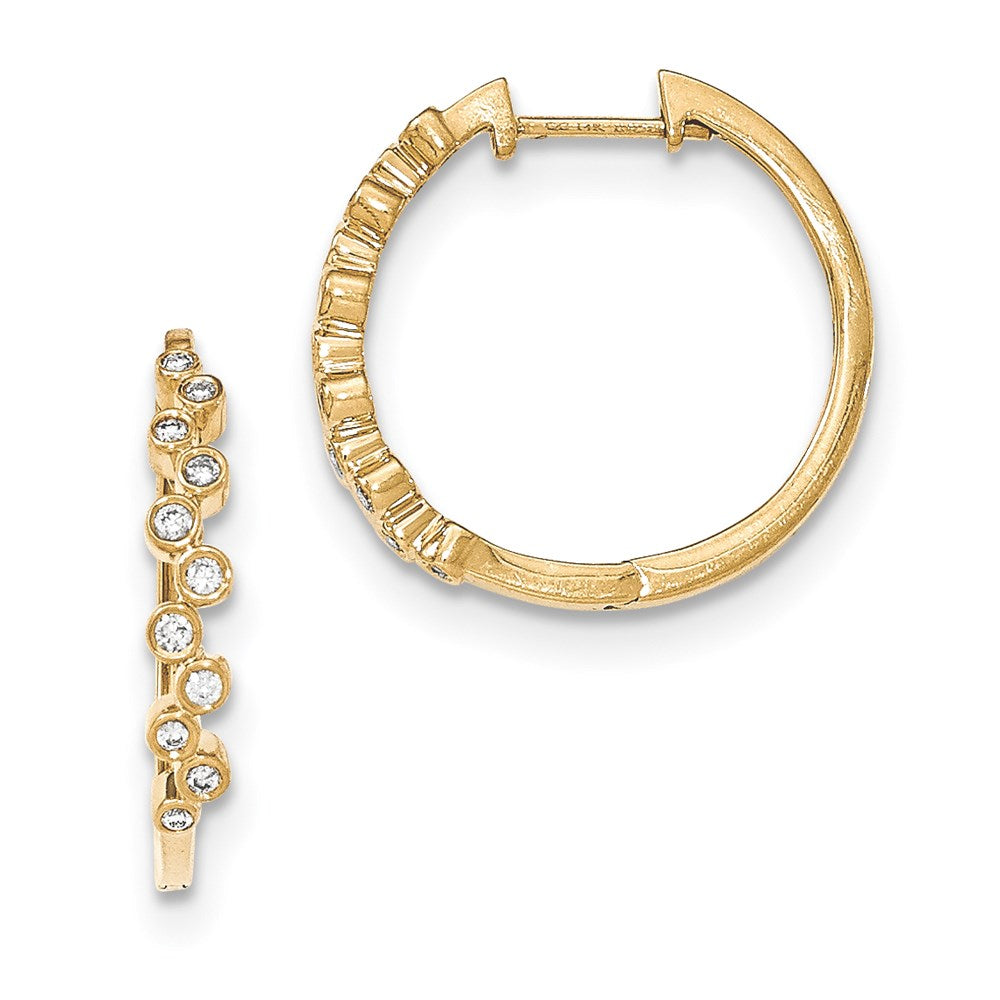 14k Yellow Gold Real Diamond Hinged Hoop Earrings XE3060AA