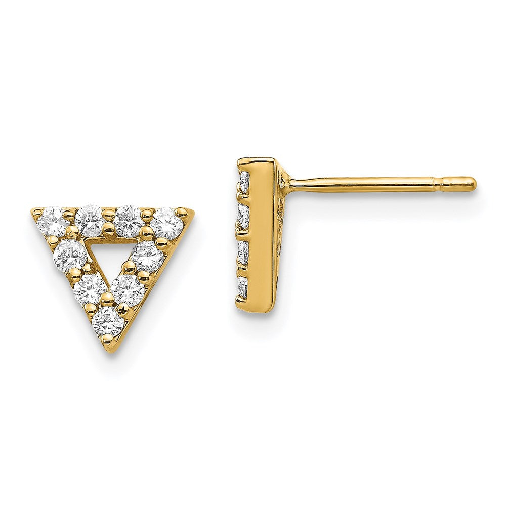 14k Yellow Gold Real Diamond Triangle Open Earrings XE3071AAA