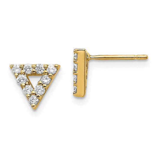 14k Yellow Gold Real Diamond Triangle Open Earrings XE3071AAA