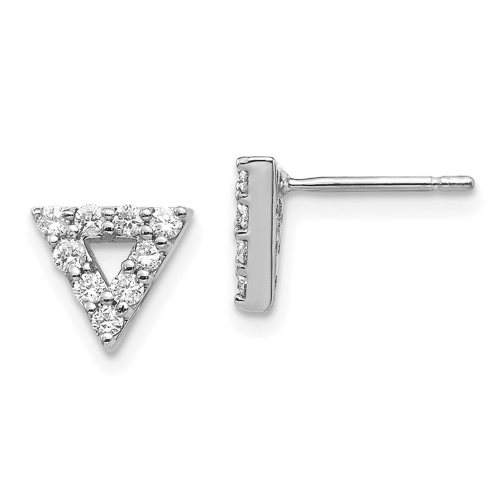 14k White Gold Real Diamond Triangle Open Earrings XE3071WAA