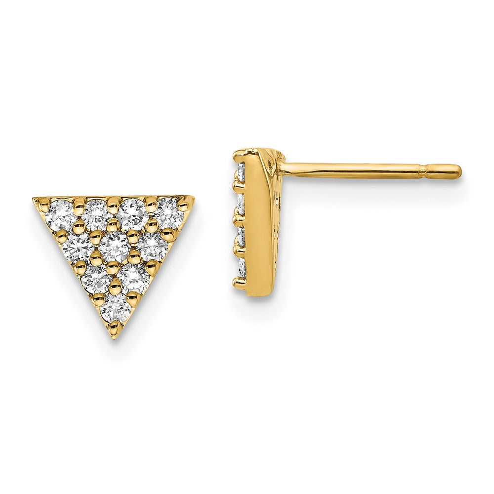 14k Yellow Gold Real Diamond Triangle Earrings XE3072AA