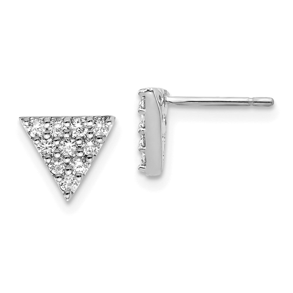14k White Gold Real Diamond Triangle Earrings XE3072WA