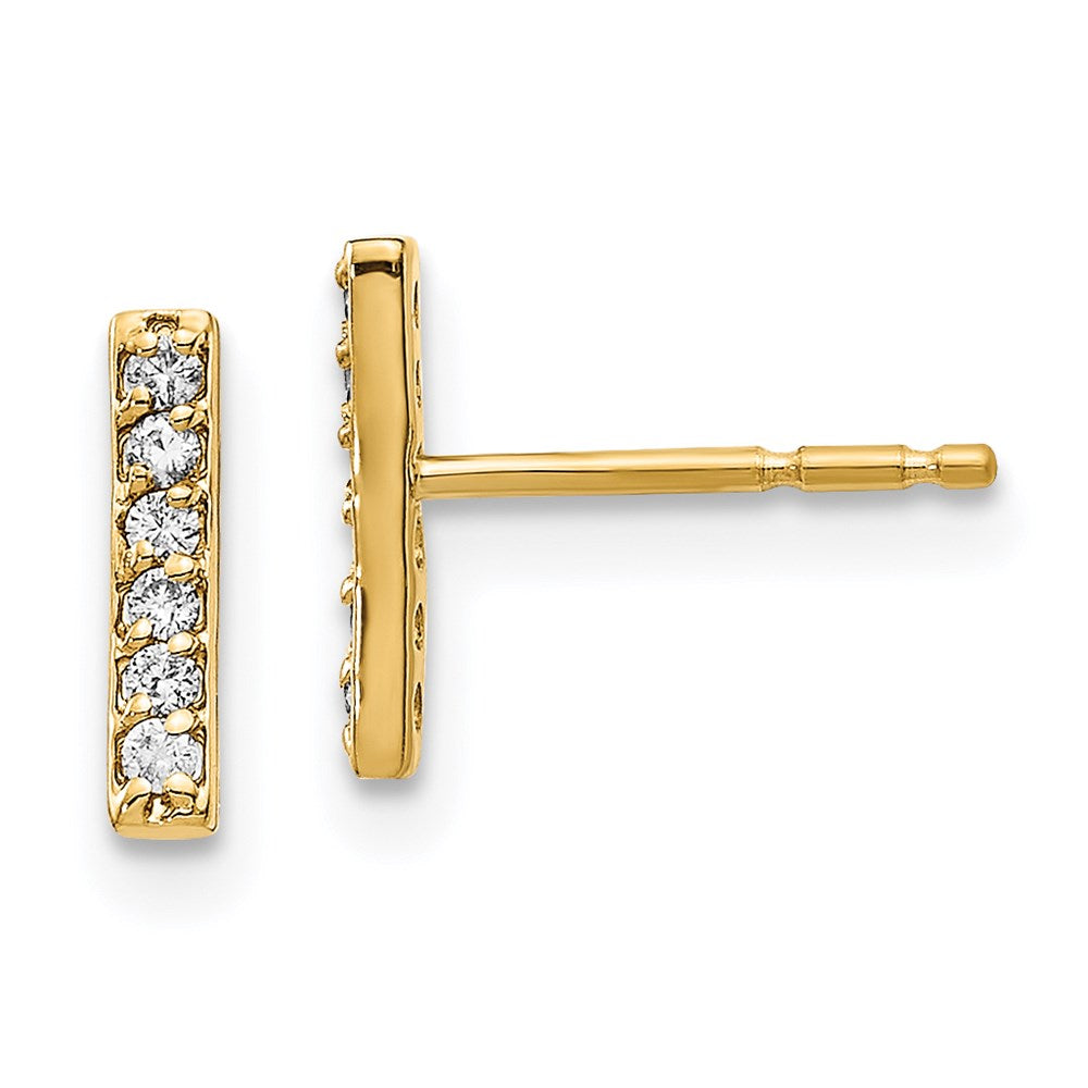 14k Yellow Gold Real Diamond Bar Earrings XE3075AA