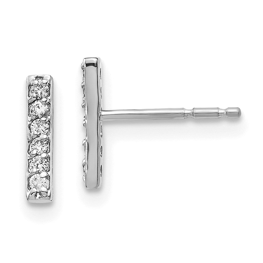 14k White Gold Real Diamond Bar Earrings XE3075WAA