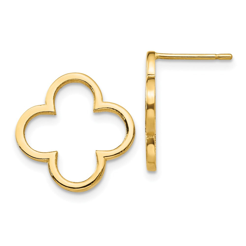 14k Yellow Gold Quatrefoil Design Post Earrings XE3077