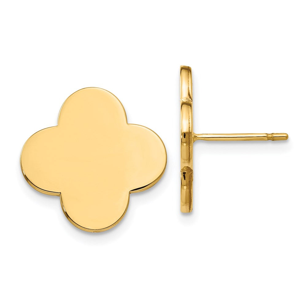 14k Yellow Gold Quatrefoil Design Post Earrings XE3078