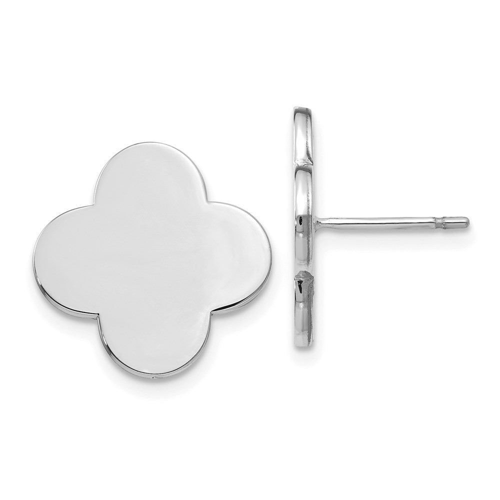 14k White Gold Quatrefoil Design Post Earrings XE3078W