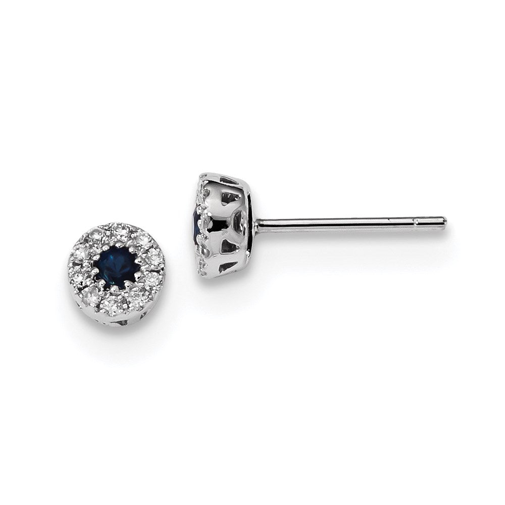 14k White Gold Real Diamond and Sapphire Post Earrings XE3105S/AA