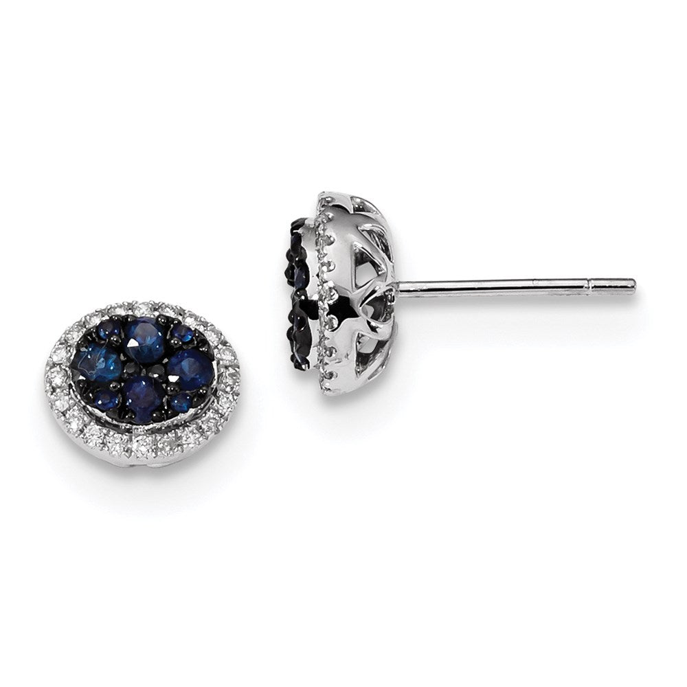 14k White Gold Real Diamond and Blue Sapphire Post Earrings XE3107S/AA