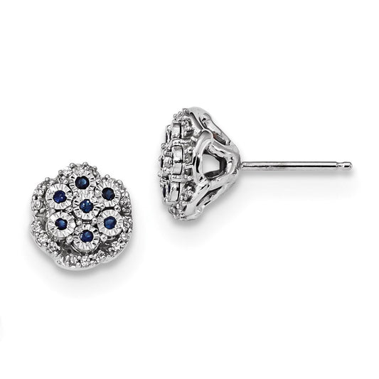 14k White Gold Real Diamond & Sapphire Post Earrings XE3117S/AA