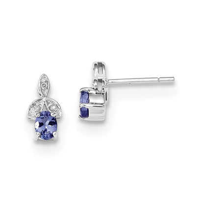 14k White Gold w/ Diamond & Tanzanite Post Earrings