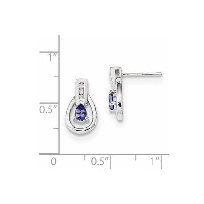 14k White Gold w/ Diamond u0026 Tanzanite Post Earrings
