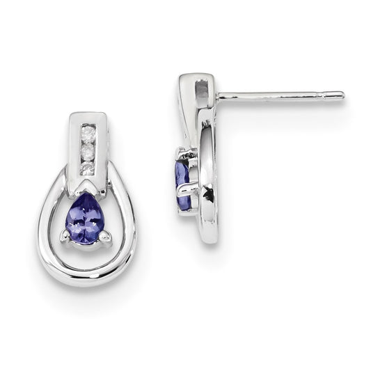 14k White Gold w/ Diamond u0026 Tanzanite Post Earrings